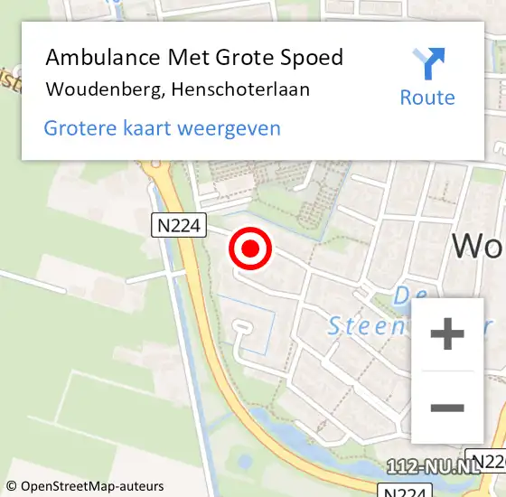 Locatie op kaart van de 112 melding: Ambulance Met Grote Spoed Naar Woudenberg, Henschoterlaan op 1 juli 2017 21:34