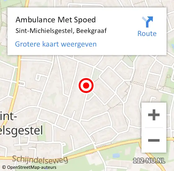 Locatie op kaart van de 112 melding: Ambulance Met Spoed Naar Sint-Michielsgestel, Beekgraaf op 1 juli 2017 21:49