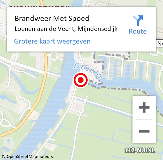Locatie op kaart van de 112 melding: Brandweer Met Spoed Naar Loenen aan de Vecht, Mijndensedijk op 1 juli 2017 22:12