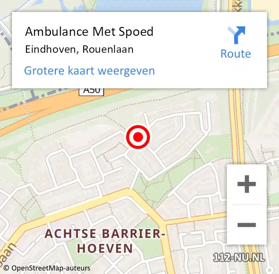 Locatie op kaart van de 112 melding: Ambulance Met Spoed Naar Eindhoven, Rouenlaan op 1 juli 2017 22:12