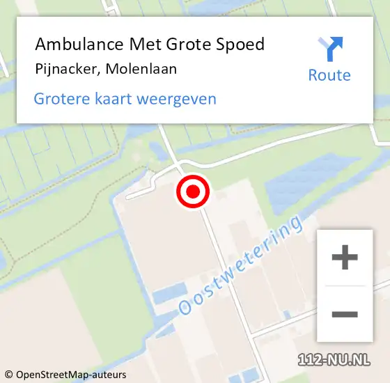 Locatie op kaart van de 112 melding: Ambulance Met Grote Spoed Naar Pijnacker, Molenlaan op 1 juli 2017 22:22