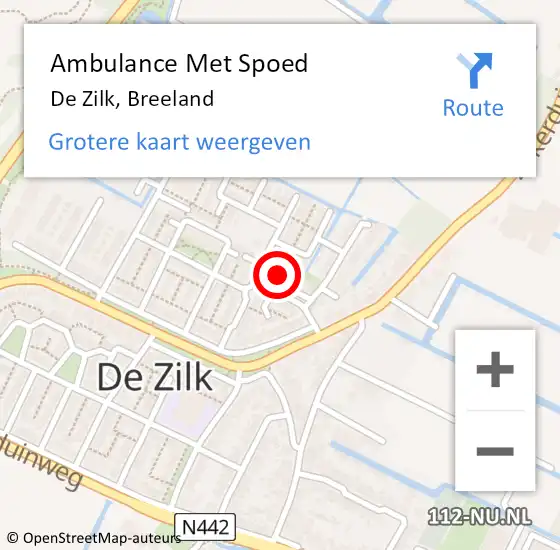 Locatie op kaart van de 112 melding: Ambulance Met Spoed Naar De Zilk, Breeland op 1 juli 2017 22:41