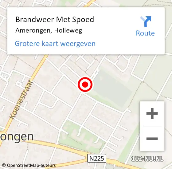 Locatie op kaart van de 112 melding: Brandweer Met Spoed Naar Amerongen, Holleweg op 1 juli 2017 22:45