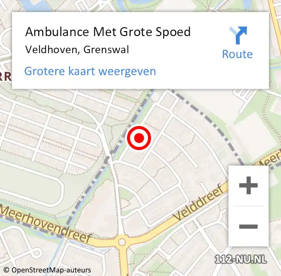 Locatie op kaart van de 112 melding: Ambulance Met Grote Spoed Naar Veldhoven, Grenswal op 1 juli 2017 23:04