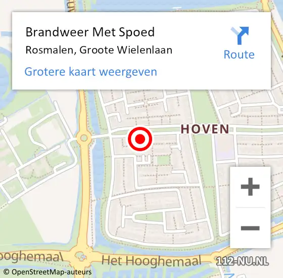 Locatie op kaart van de 112 melding: Brandweer Met Spoed Naar Rosmalen, Groote Wielenlaan op 2 juli 2017 00:18