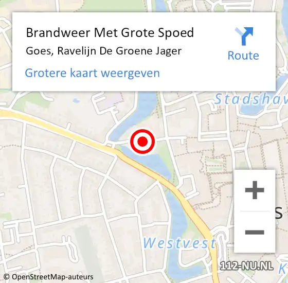 Locatie op kaart van de 112 melding: Brandweer Met Grote Spoed Naar Goes, Ravelijn De Groene Jager op 2 juli 2017 00:19