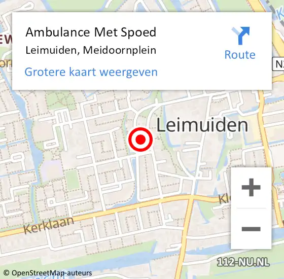 Locatie op kaart van de 112 melding: Ambulance Met Spoed Naar Leimuiden, Meidoornplein op 2 juli 2017 00:25