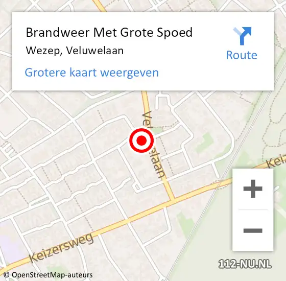 Locatie op kaart van de 112 melding: Brandweer Met Grote Spoed Naar Wezep, Veluwelaan op 2 juli 2017 01:41