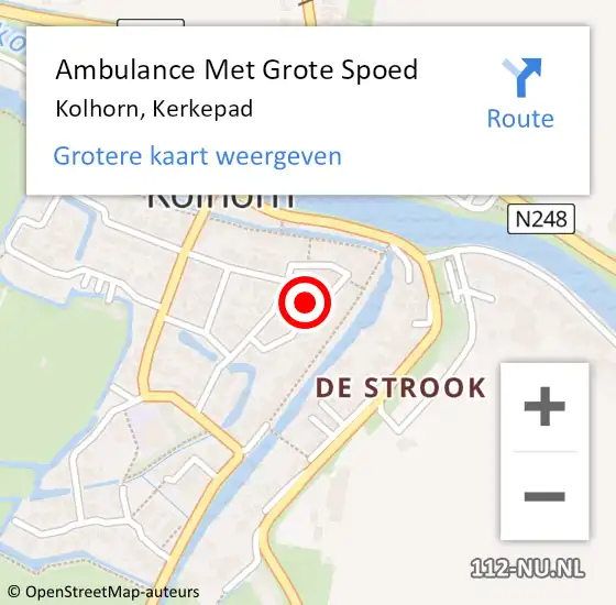 Locatie op kaart van de 112 melding: Ambulance Met Grote Spoed Naar Kolhorn, Kerkepad op 2 juli 2017 03:32