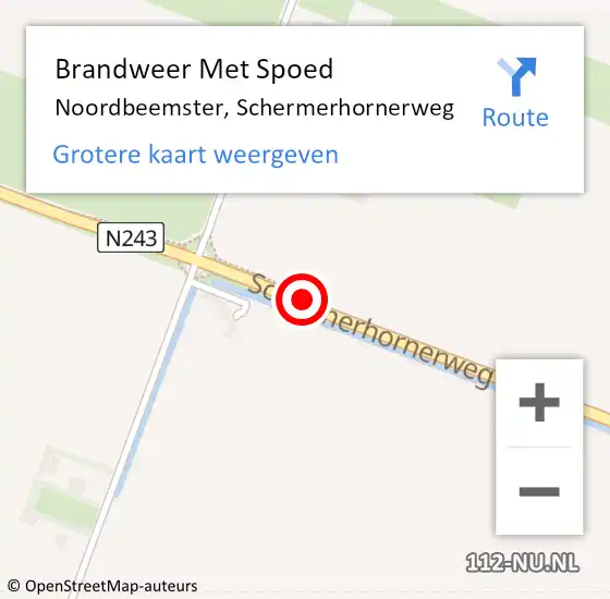 Locatie op kaart van de 112 melding: Brandweer Met Spoed Naar Noordbeemster, Schermerhornerweg op 2 juli 2017 04:24