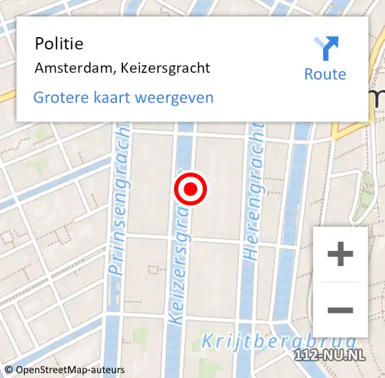 Locatie op kaart van de 112 melding: Politie Amsterdam, Keizersgracht op 2 juli 2017 05:29