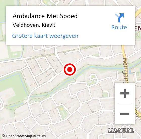 Locatie op kaart van de 112 melding: Ambulance Met Spoed Naar Veldhoven, Kievit op 2 juli 2017 06:23