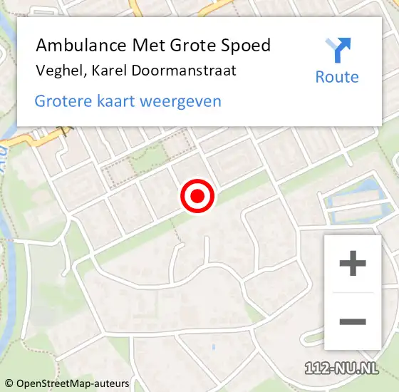 Locatie op kaart van de 112 melding: Ambulance Met Grote Spoed Naar Veghel, Karel Doormanstraat op 2 juli 2017 06:45