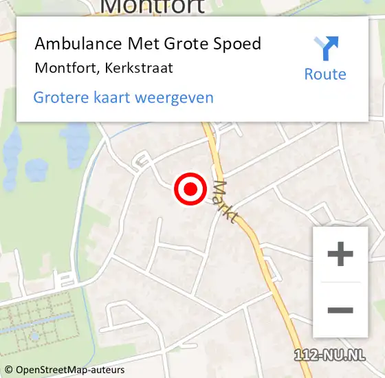 Locatie op kaart van de 112 melding: Ambulance Met Grote Spoed Naar Montfort, Kerkstraat op 2 juli 2017 07:30