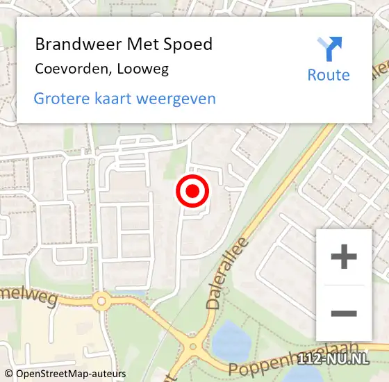 Locatie op kaart van de 112 melding: Brandweer Met Spoed Naar Coevorden, Looweg op 2 juli 2017 08:09