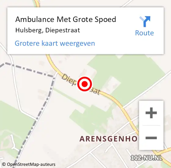 Locatie op kaart van de 112 melding: Ambulance Met Grote Spoed Naar Hulsberg, Diepestraat op 25 januari 2014 17:51