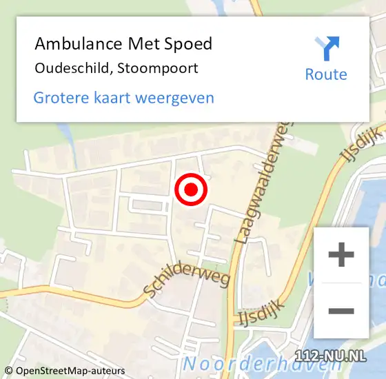 Locatie op kaart van de 112 melding: Ambulance Met Spoed Naar Oudeschild, Stoompoort op 2 juli 2017 08:23