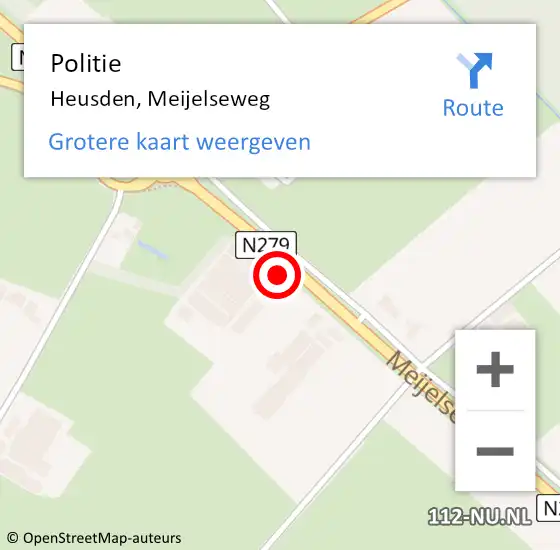 Locatie op kaart van de 112 melding: Politie Heusden, Meijelseweg op 2 juli 2017 08:41