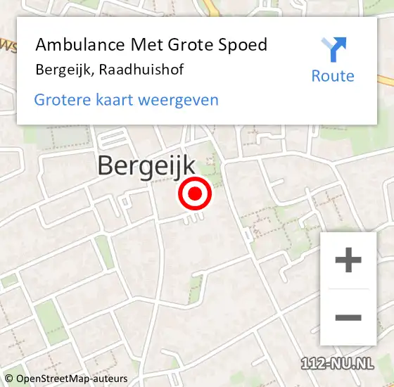 Locatie op kaart van de 112 melding: Ambulance Met Grote Spoed Naar Bergeijk, Raadhuishof op 2 juli 2017 08:47