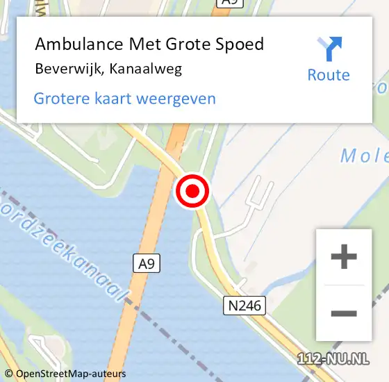Locatie op kaart van de 112 melding: Ambulance Met Grote Spoed Naar Beverwijk, Kanaalweg op 2 juli 2017 08:48