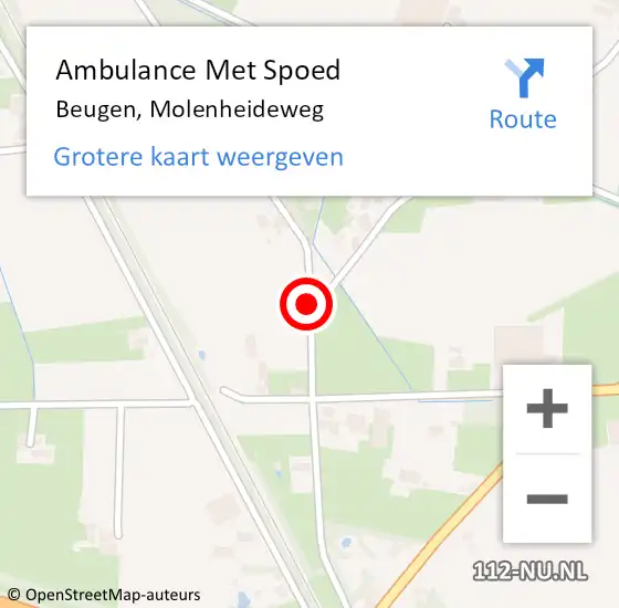 Locatie op kaart van de 112 melding: Ambulance Met Spoed Naar Beugen, Molenheideweg op 2 juli 2017 09:43