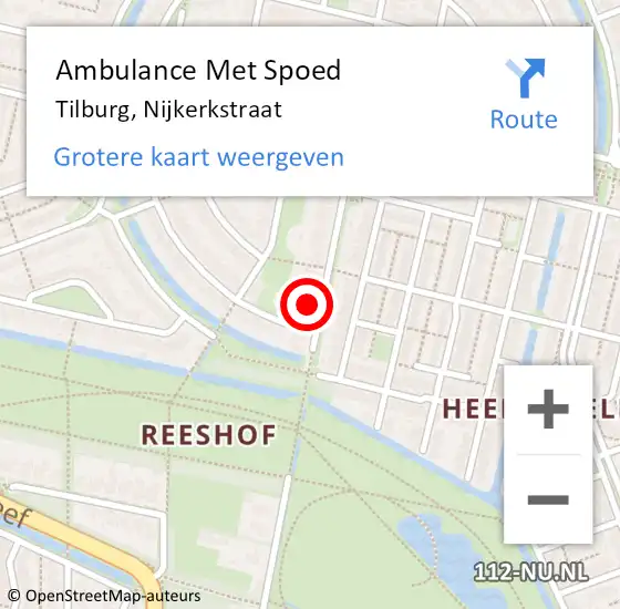 Locatie op kaart van de 112 melding: Ambulance Met Spoed Naar Tilburg, Nijkerkstraat op 2 juli 2017 09:56