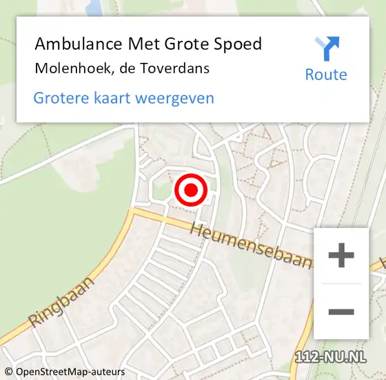 Locatie op kaart van de 112 melding: Ambulance Met Grote Spoed Naar Molenhoek, de Toverdans op 2 juli 2017 10:03