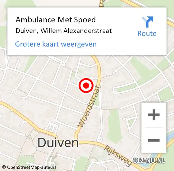 Locatie op kaart van de 112 melding: Ambulance Met Spoed Naar Duiven, Willem Alexanderstraat op 2 juli 2017 10:16