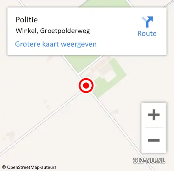 Locatie op kaart van de 112 melding: Politie Winkel, Groetpolderweg op 2 juli 2017 10:40