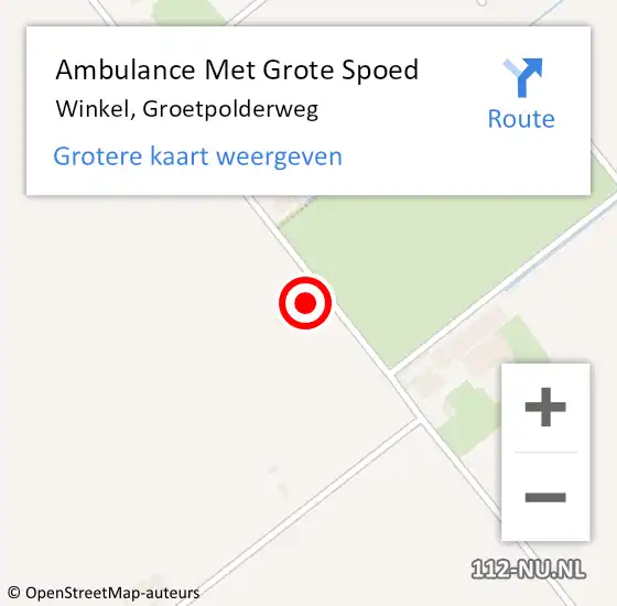 Locatie op kaart van de 112 melding: Ambulance Met Grote Spoed Naar Winkel, Groetpolderweg op 2 juli 2017 11:08