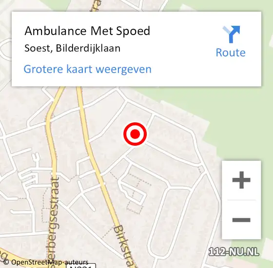 Locatie op kaart van de 112 melding: Ambulance Met Spoed Naar Soest, Bilderdijklaan op 2 juli 2017 11:44