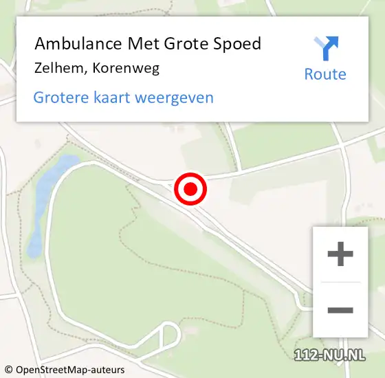 Locatie op kaart van de 112 melding: Ambulance Met Grote Spoed Naar Zelhem, Korenweg op 2 juli 2017 12:06