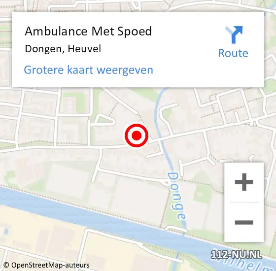 Locatie op kaart van de 112 melding: Ambulance Met Spoed Naar Dongen, Heuvel op 2 juli 2017 12:22