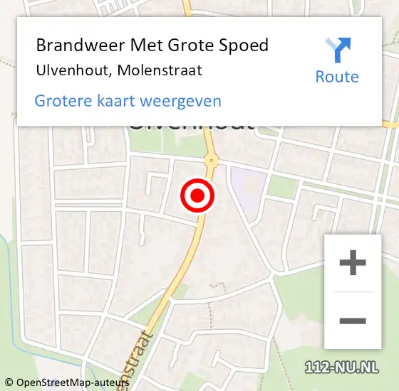 Locatie op kaart van de 112 melding: Brandweer Met Grote Spoed Naar Ulvenhout, Molenstraat op 2 juli 2017 12:24