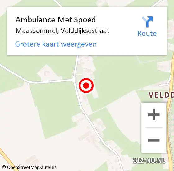 Locatie op kaart van de 112 melding: Ambulance Met Spoed Naar Maasbommel, Velddijksestraat op 2 juli 2017 12:50