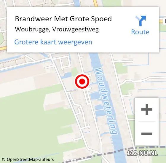 Locatie op kaart van de 112 melding: Brandweer Met Grote Spoed Naar Woubrugge, Vrouwgeestweg op 2 juli 2017 13:02