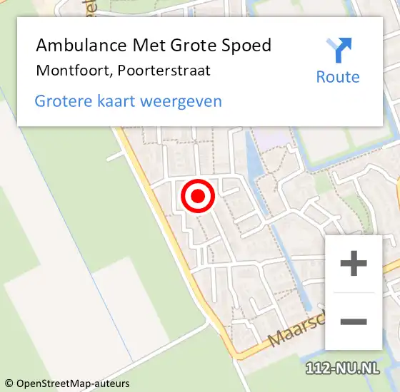 Locatie op kaart van de 112 melding: Ambulance Met Grote Spoed Naar Montfoort, Poorterstraat op 2 juli 2017 13:03