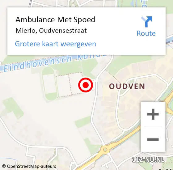 Locatie op kaart van de 112 melding: Ambulance Met Spoed Naar Mierlo, Oudvensestraat op 2 juli 2017 13:54