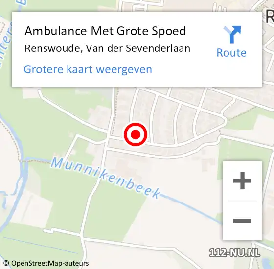 Locatie op kaart van de 112 melding: Ambulance Met Grote Spoed Naar Renswoude, Van der Sevenderlaan op 25 januari 2014 18:33