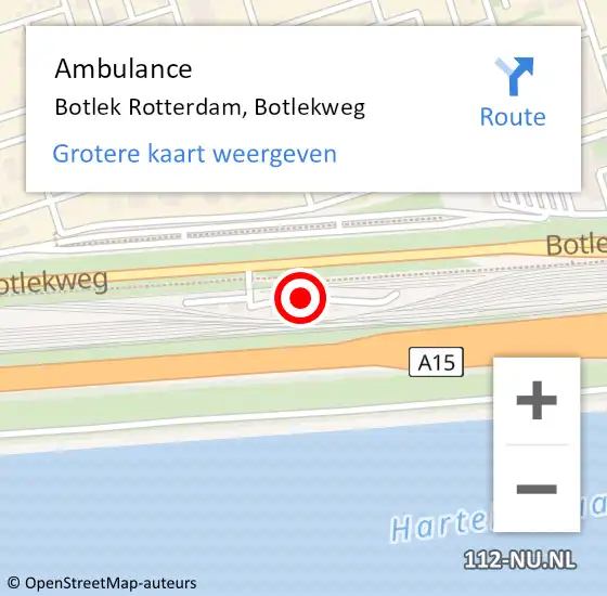 Locatie op kaart van de 112 melding: Ambulance Botlek Rotterdam, Botlekweg op 2 juli 2017 15:16