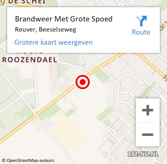 Locatie op kaart van de 112 melding: Brandweer Met Grote Spoed Naar Reuver, Beeselseweg op 2 juli 2017 15:29