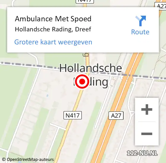 Locatie op kaart van de 112 melding: Ambulance Met Spoed Naar Hollandsche Rading, Dreef op 2 juli 2017 15:49