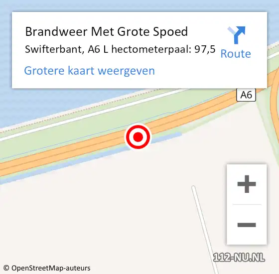 Locatie op kaart van de 112 melding: Brandweer Met Grote Spoed Naar Swifterbant, A6 L hectometerpaal: 97,5 op 2 juli 2017 16:02