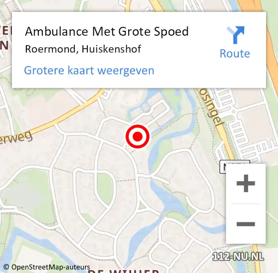 Locatie op kaart van de 112 melding: Ambulance Met Grote Spoed Naar Roermond, Huiskenshof op 2 juli 2017 16:08