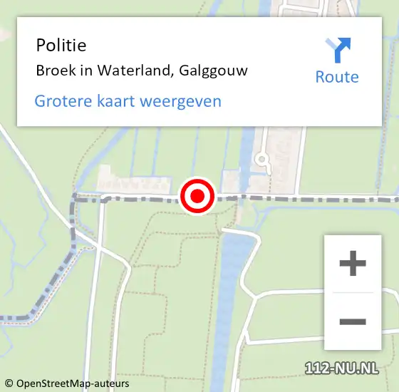 Locatie op kaart van de 112 melding: Politie Broek in Waterland, Galggouw op 2 juli 2017 17:26