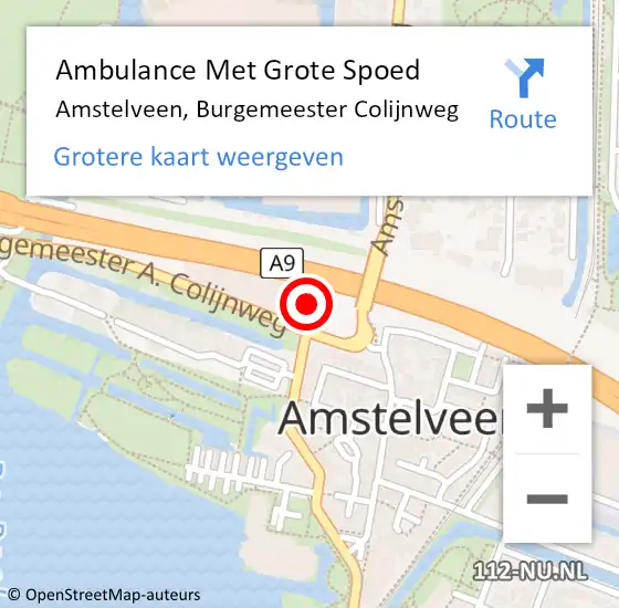 Locatie op kaart van de 112 melding: Ambulance Met Grote Spoed Naar Amstelveen, Burgemeester Colijnweg op 2 juli 2017 17:44