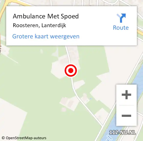 Locatie op kaart van de 112 melding: Ambulance Met Spoed Naar Roosteren, Lanterdijk op 2 juli 2017 17:47