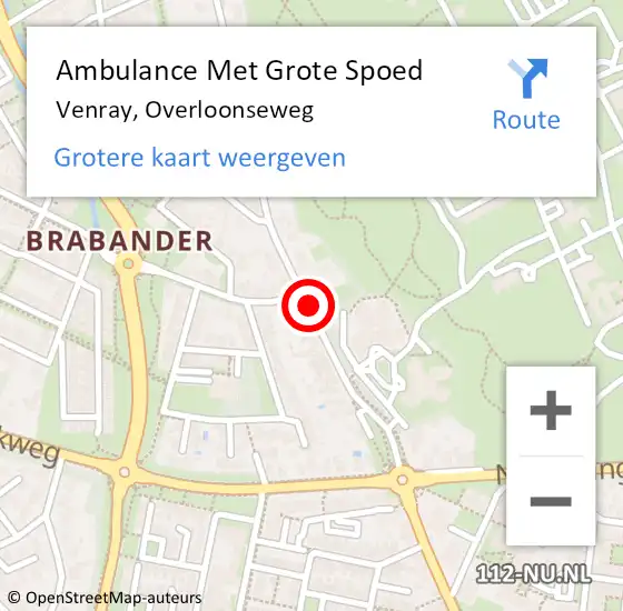 Locatie op kaart van de 112 melding: Ambulance Met Grote Spoed Naar Venray, Overloonseweg op 2 juli 2017 17:50