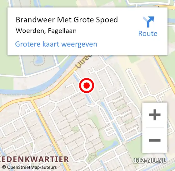 Locatie op kaart van de 112 melding: Brandweer Met Grote Spoed Naar Woerden, Fagellaan op 2 juli 2017 17:53