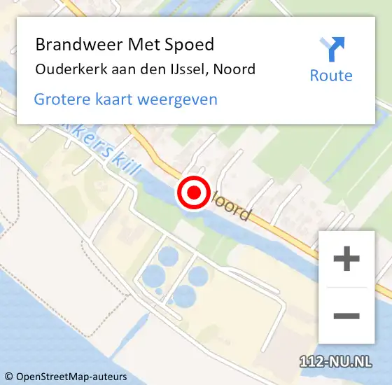 Locatie op kaart van de 112 melding: Brandweer Met Spoed Naar Ouderkerk aan den IJssel, Noord op 2 juli 2017 18:18